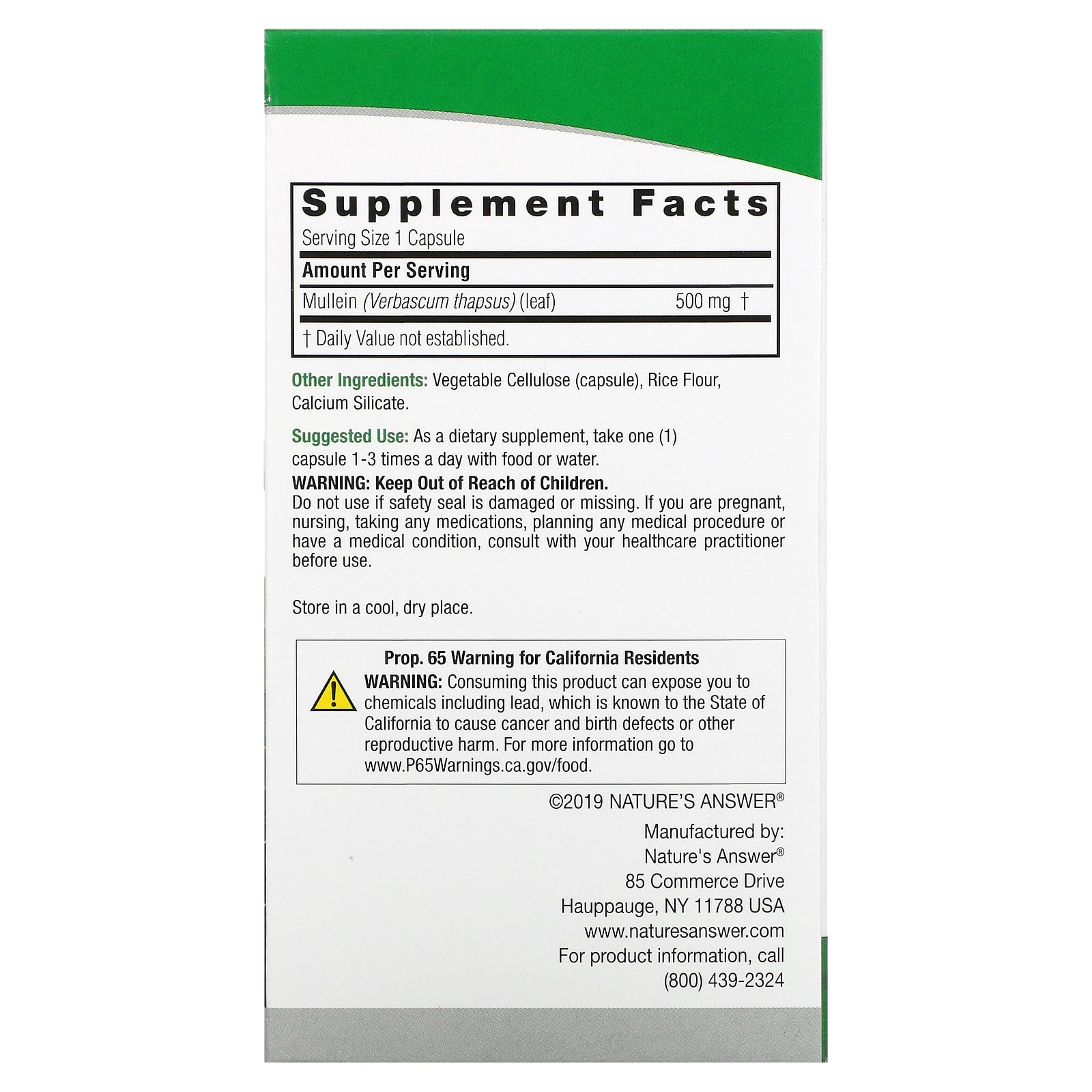 Supplement facts label on a white background