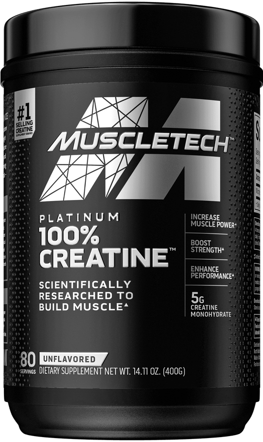 Muscletech Essential Series, Platinum 100% Créatine, Non aromatisé, 400 g 80 portions