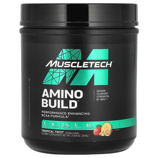 muscletech amino build tin on a white background