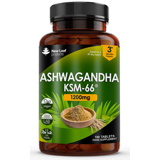New leaf Ashwagandha KSM-66 Tablets 180 Fill
3 Month Supply