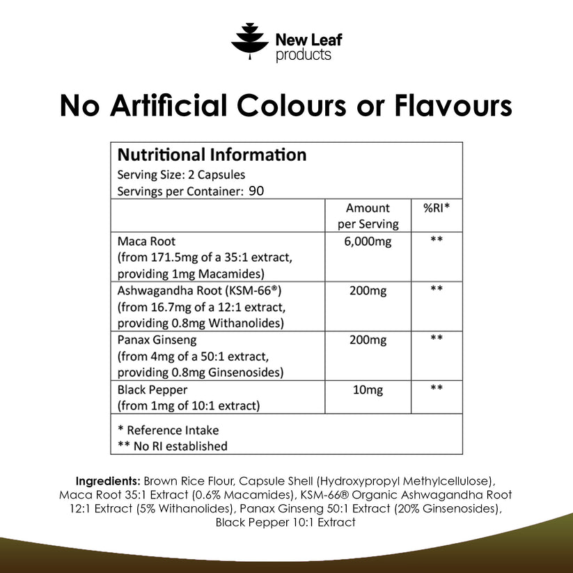 Maca Root Capsules With KSM Ashwagandha, Ginseng &amp; Black Pepper - 180 High Strength 6000mg Capsules