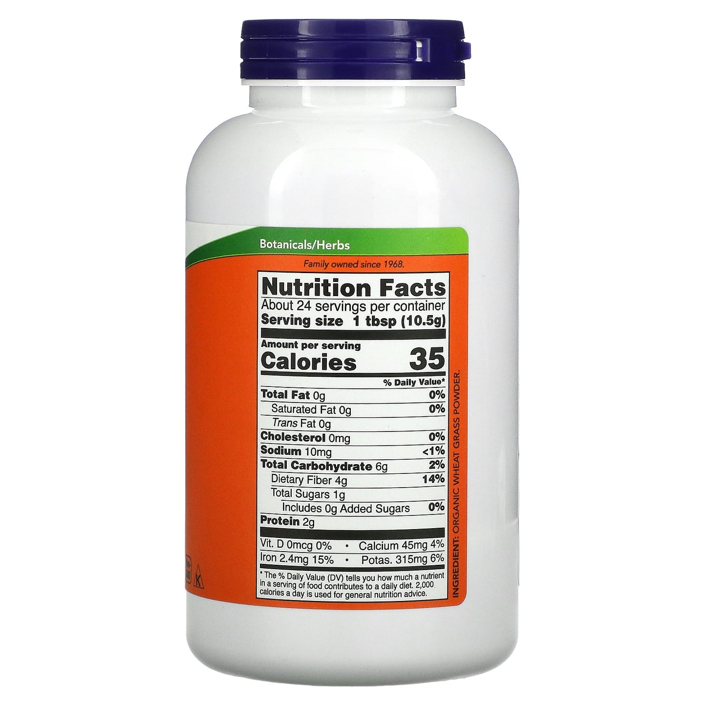 Supplement bottle with nutrition facts label on a white background