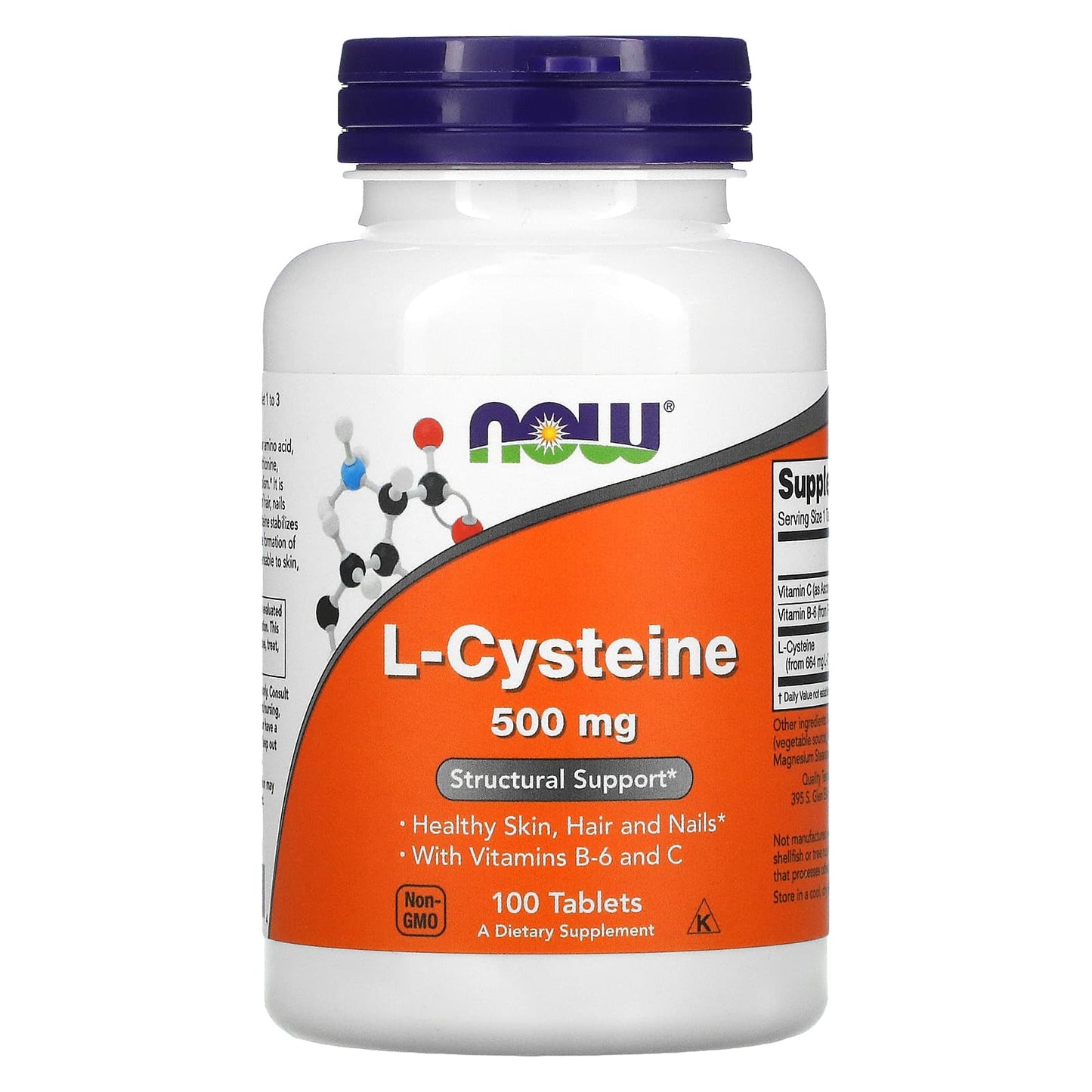 NOW Foods, L-Cysteine l cysteine , 500 Mg, 100 Tablets