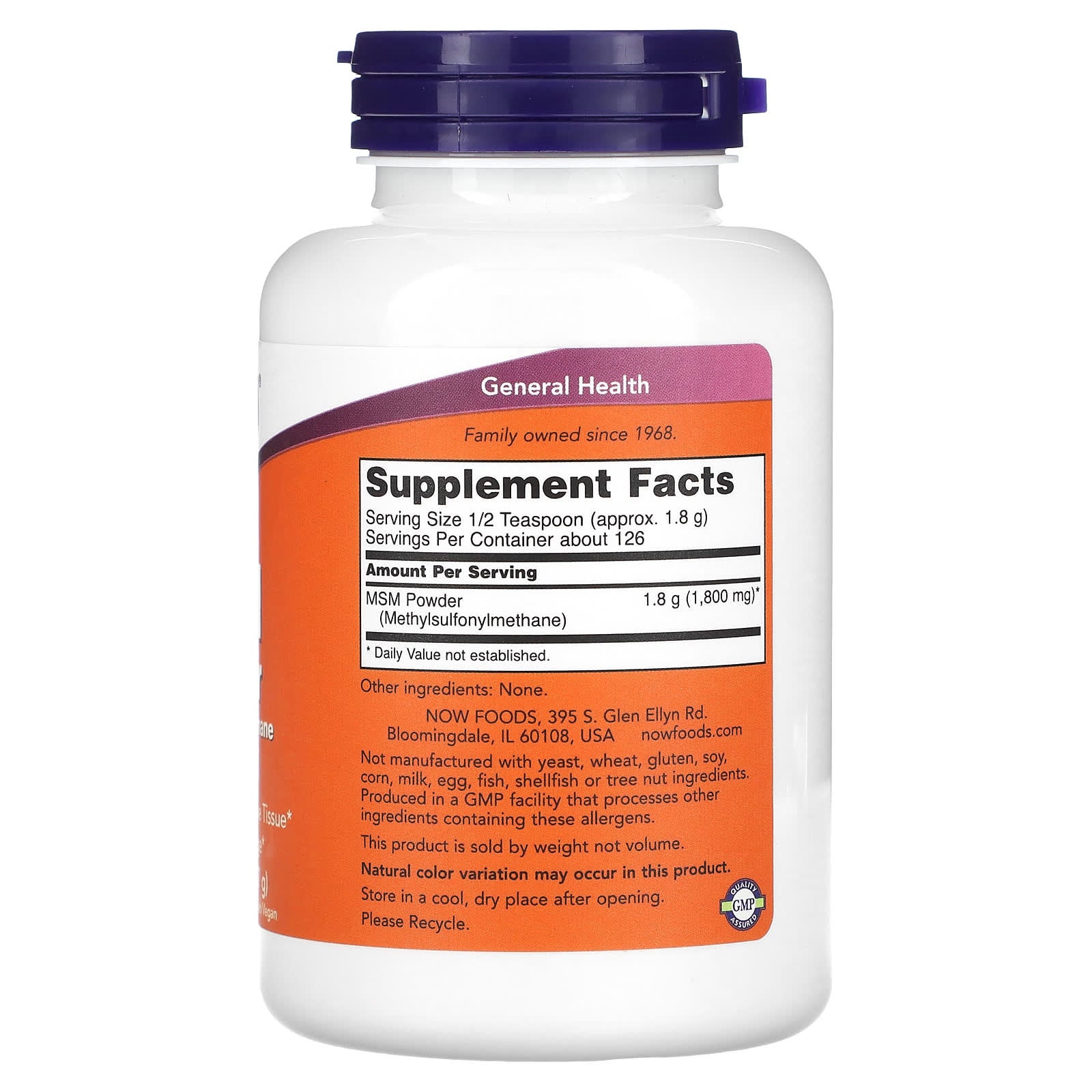 Supplement bottle with orange label on a white background