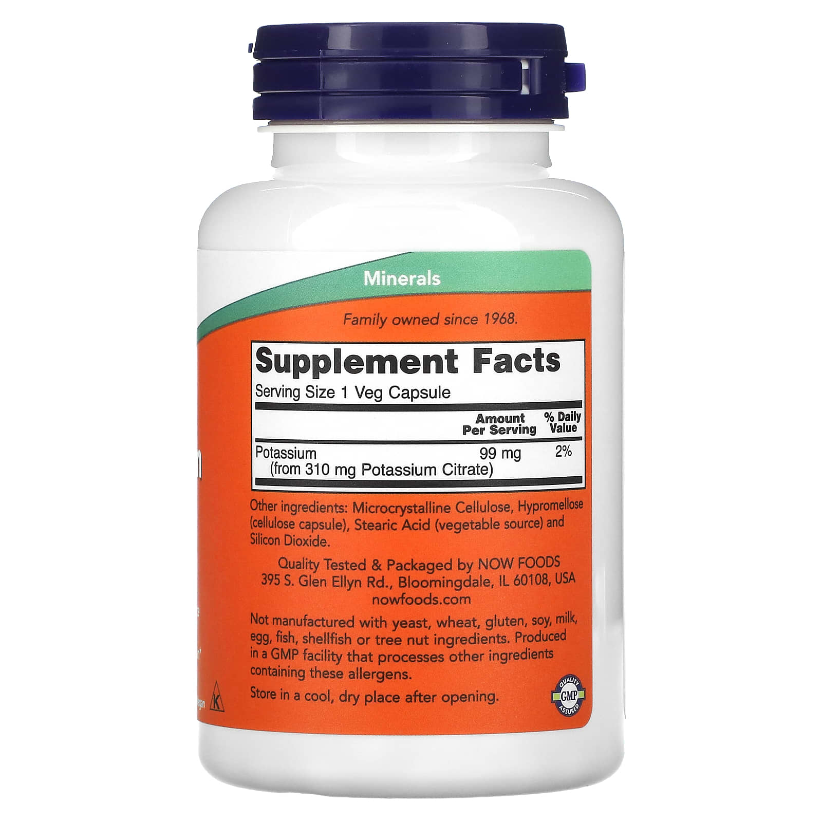 Supplement bottle with orange label on a white background