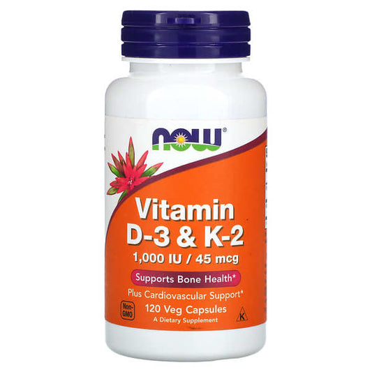 NOW Foods, Vitamin D3 D-3 and K-2 k2, 120 Veg Capsules