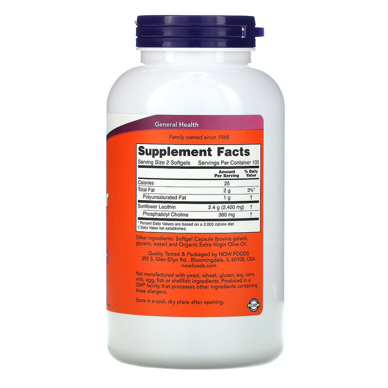 Supplement bottle with purple cap and orange label on a white background
