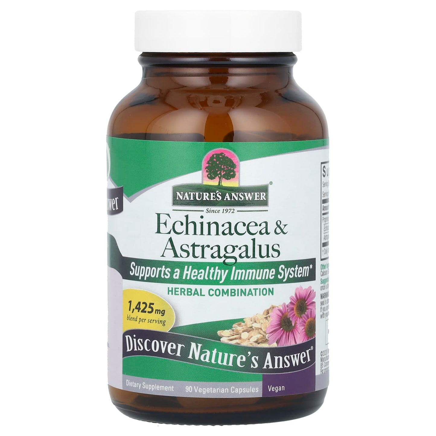 Nature's Answer Echinacea & Astragalus supplement bottle on a white background