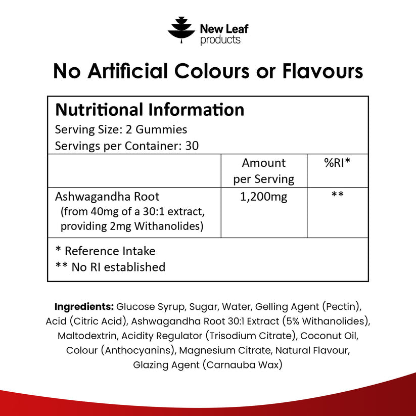 New Leaf Ashwagandha Gummies 1200mg – High Strength 30 Servings