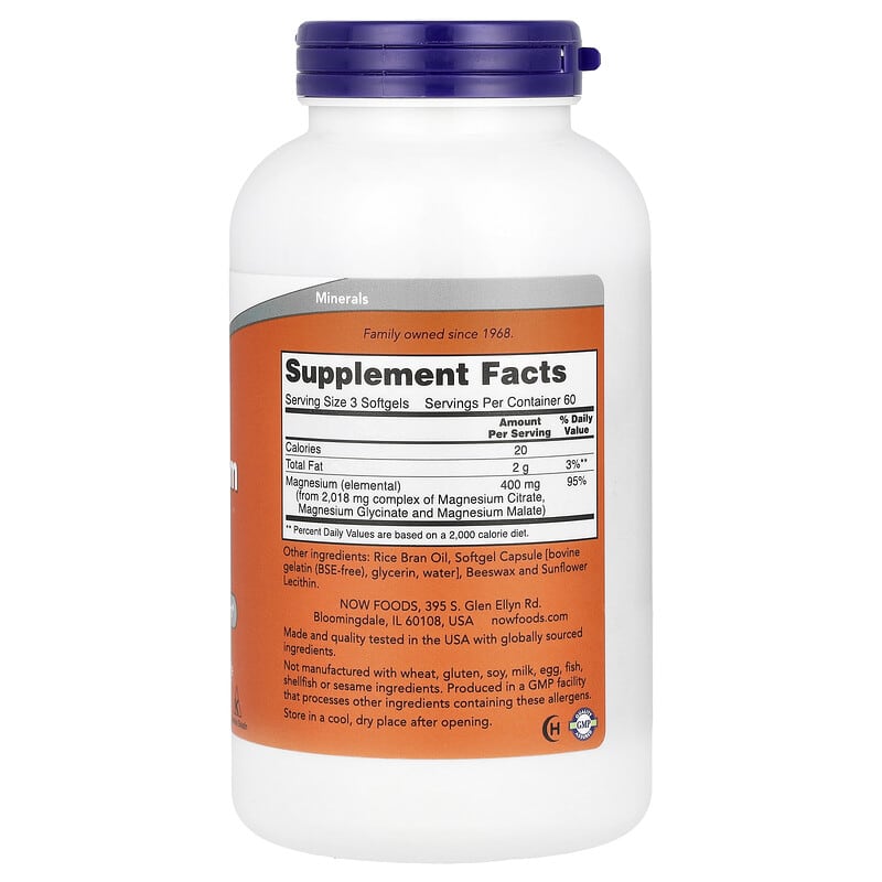 Supplement bottle labeled 'Magnesium Citrate Softgels' on a white background