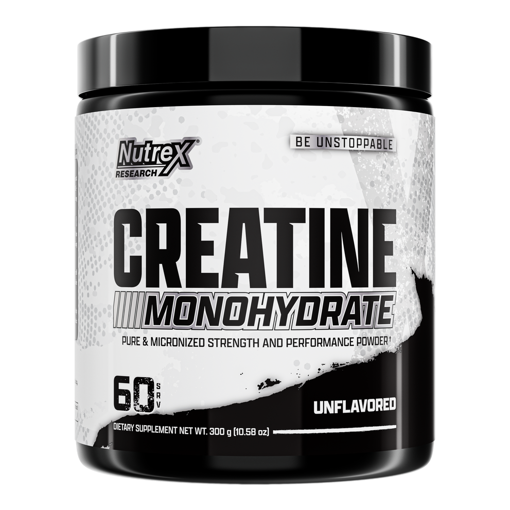 Nutrex Creatine Monohydrate supplement container on a white background