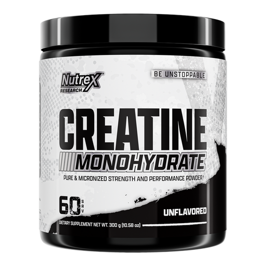 Nutrex Creatine Monohydrate supplement container on a white background