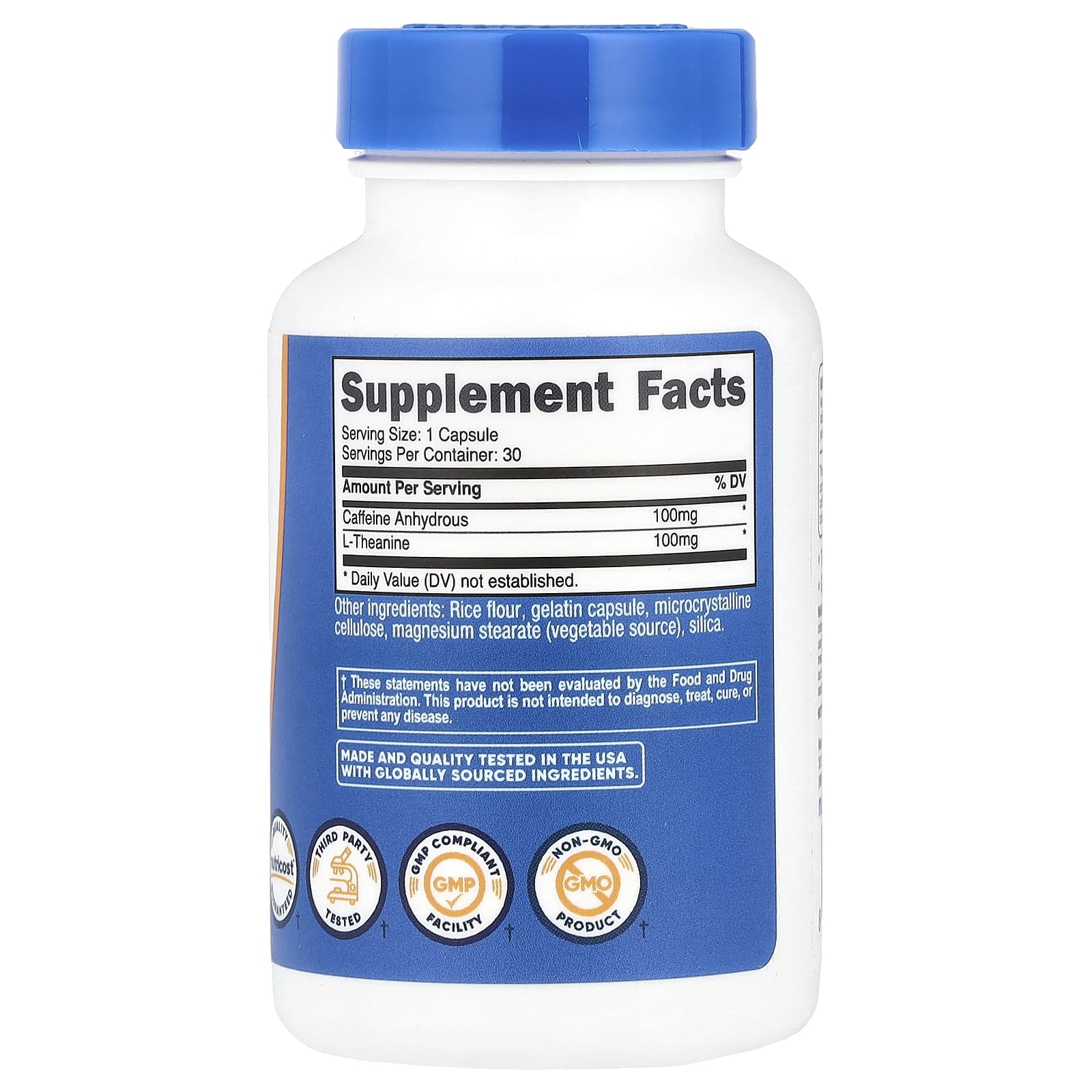 Nutricost, Caffeine With L-Theanine, 30 Capsules