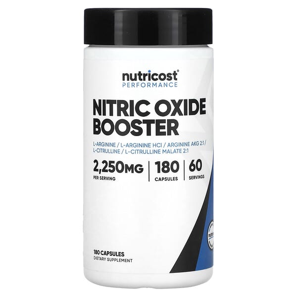 Nutricost Nitric Oxide Booster supplement container on a white background