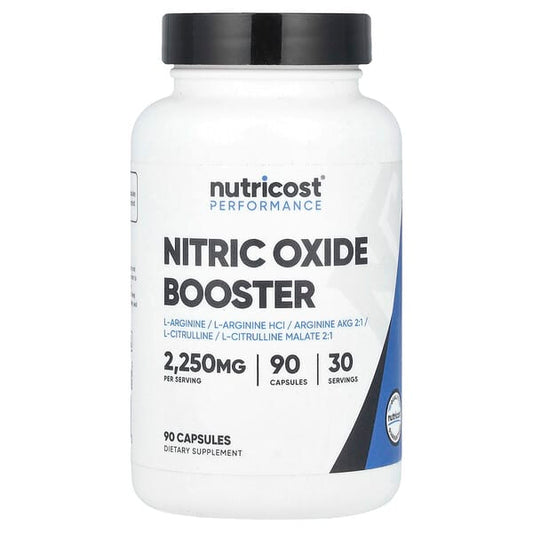 Nutricost Nitric Oxide Booster supplement bottle on a white background