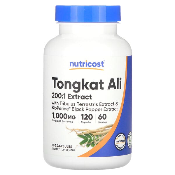 Nutricost Tongkat Ali supplement bottle on a white background