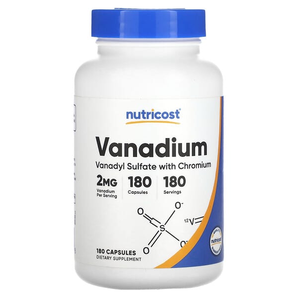 Nutricost Vanadium Vanadyl Sulfate with Chromium supplement bottle on a white background