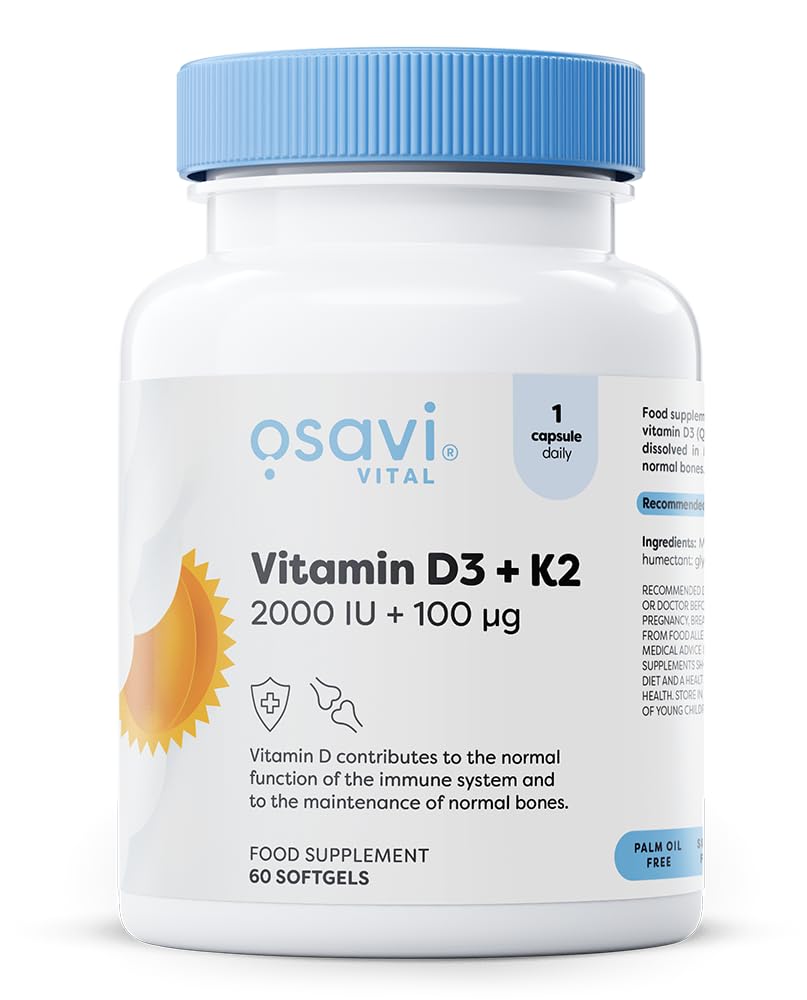 Osavi Vitamin D3 + K2 supplement bottle on a white background