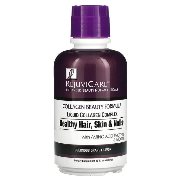Bottle of RejuviCare Collagen Beauty Formula on a white background