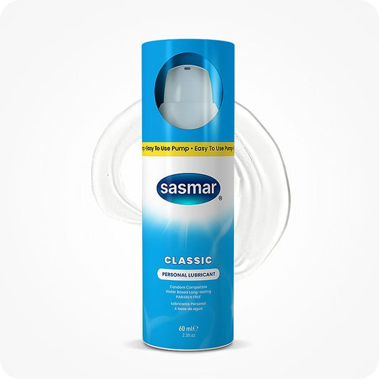 Sasmar personal lubricant packaging on a white background