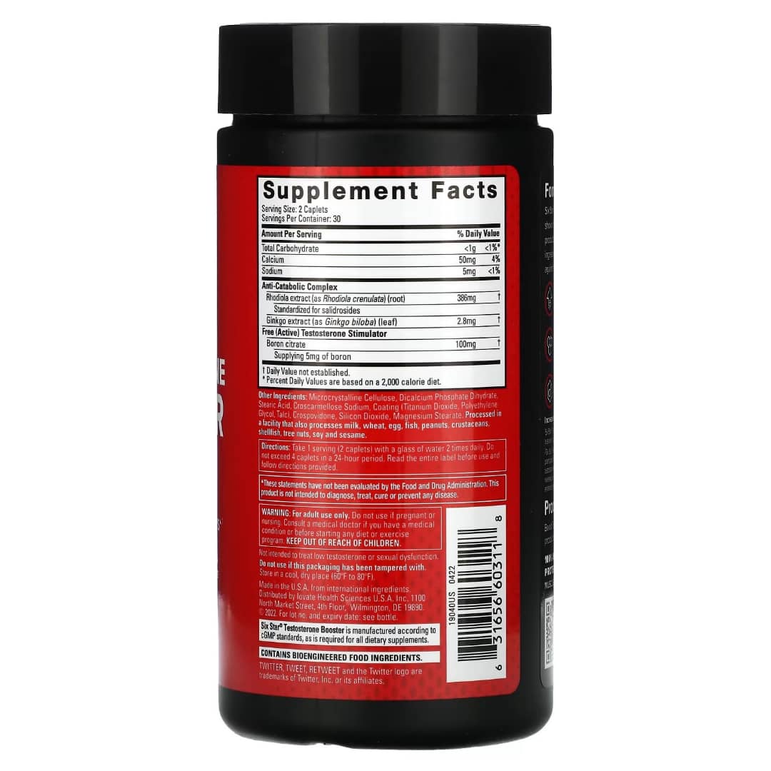 Supplement container with a red label showing 'Supplement Facts' on a white background