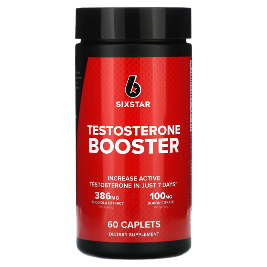 SixStar Testosterone Booster supplement bottle on a white background