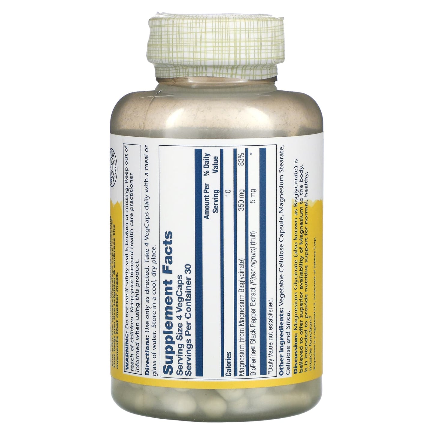 Supplement bottle with label on a white background