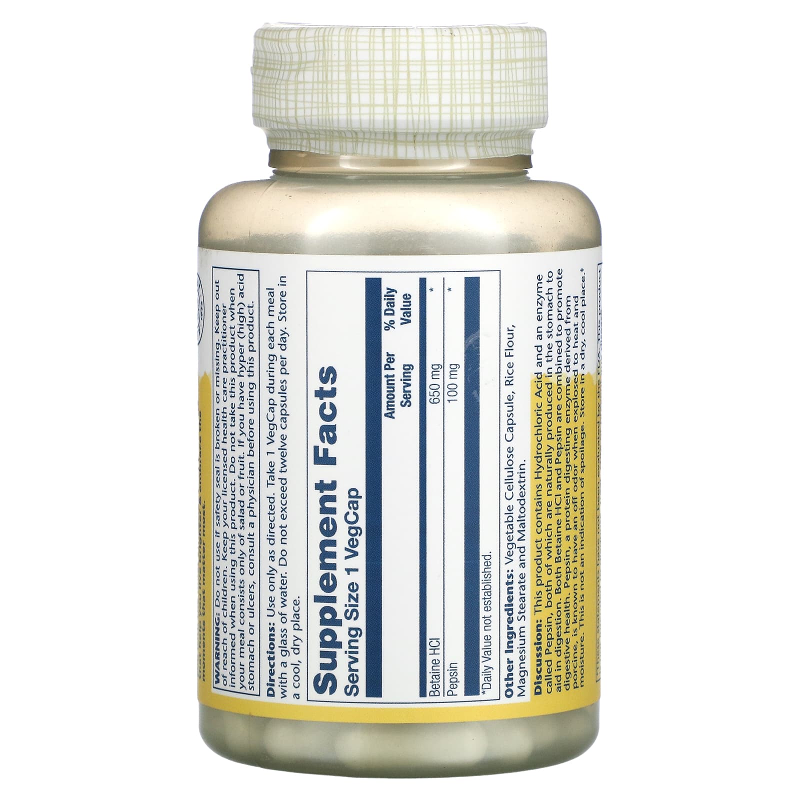 Supplement bottle with label on a white background
