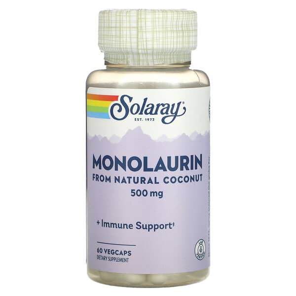 Solaray Monolaurin supplement bottle on a white background
