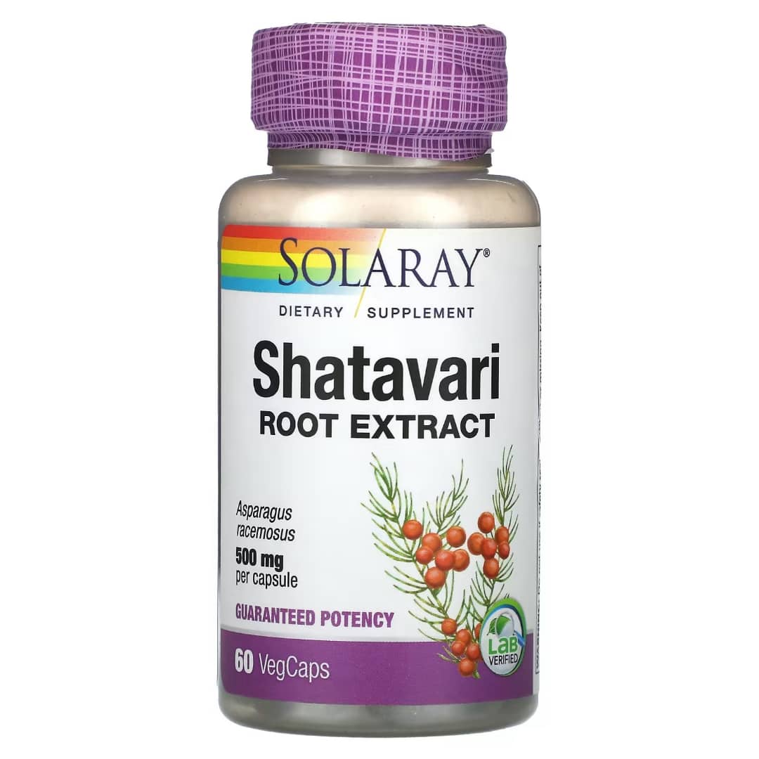 Solaray Shatavari Root Extract supplement bottle on a white background