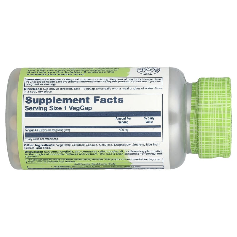 Solaray Tongkat Ali supplement bottle on a white background
