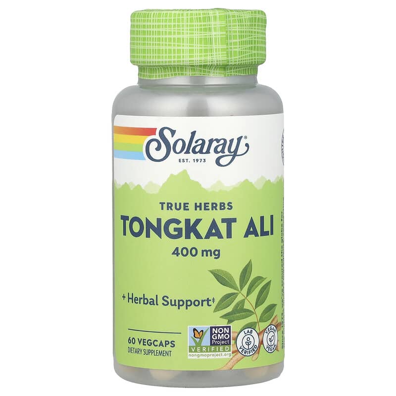 Solaray Tongkat Ali supplement bottle on a white background