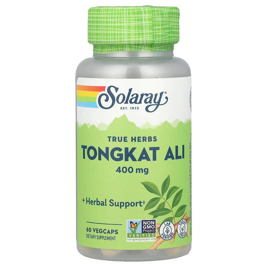 Solaray Tongkat Ali supplement bottle on a white background