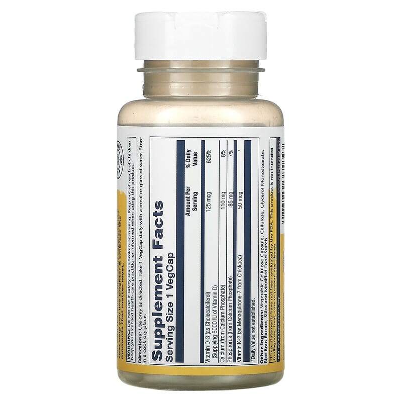 Solaray Vitamin D3 + K2 supplement bottle on a white background