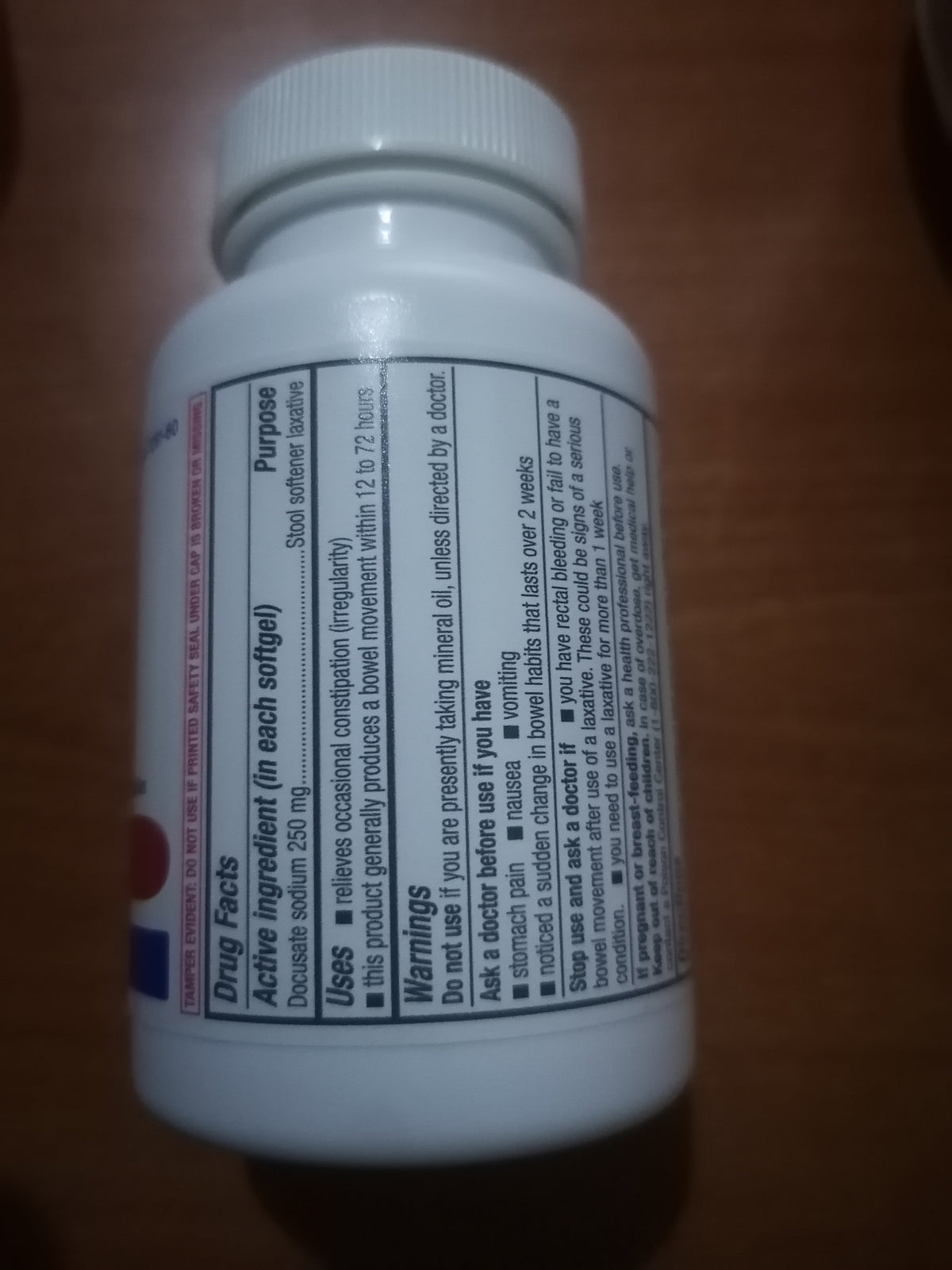 Émollient fécal 250 mg Major Docusate de sodium 250 mg Soulagement de la constipation