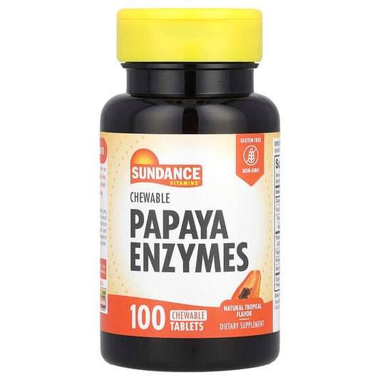 Bottle of Sundance Vitamins Papaya Enzymes on a white background