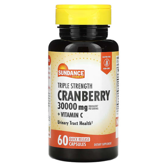 Sundance Vitamins cranberry supplement bottle with yellow cap on a white background