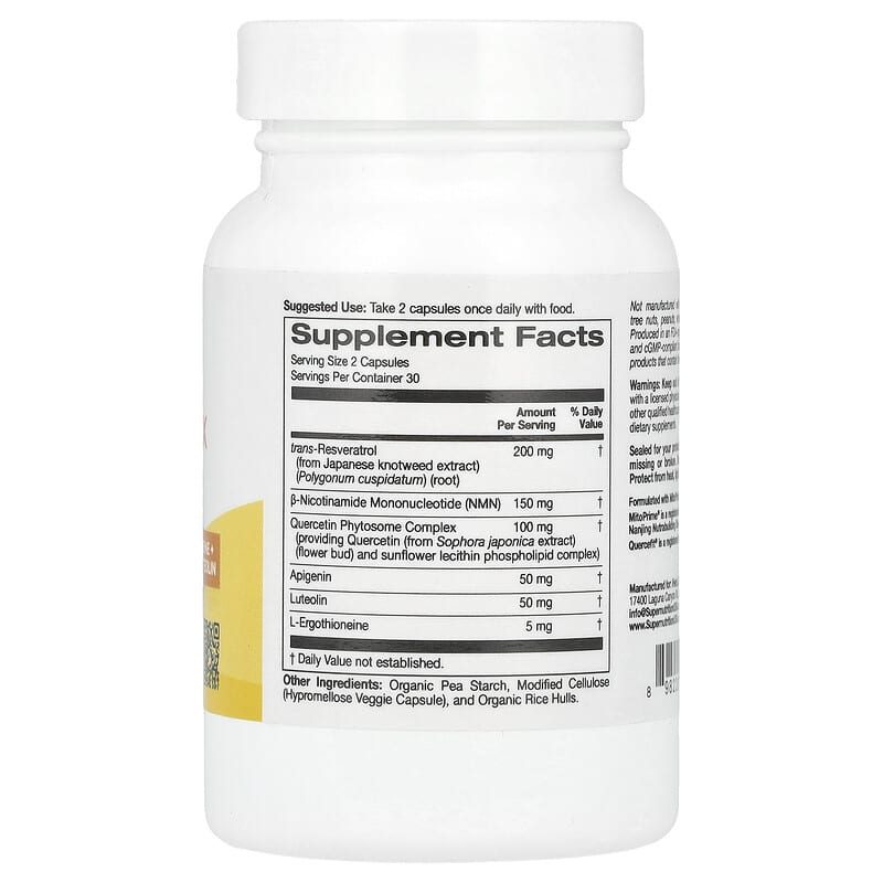 Super Nutrition NMN Complex supplement bottle on a white background