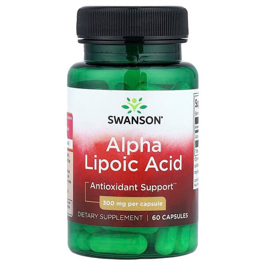 Swanson Alpha Lipoic Acid supplement bottle on a white background