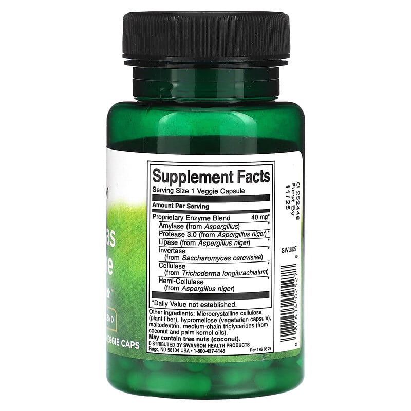 Swanson Anti-Gas Enzyme supplement bottle on a white background