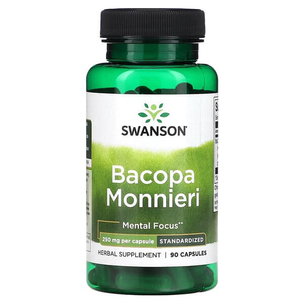 Swanson Bacopa Monnieri supplement bottle on a white background
