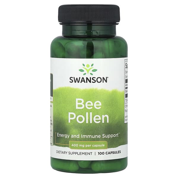 Swanson Bee Pollen supplement bottle on a white background