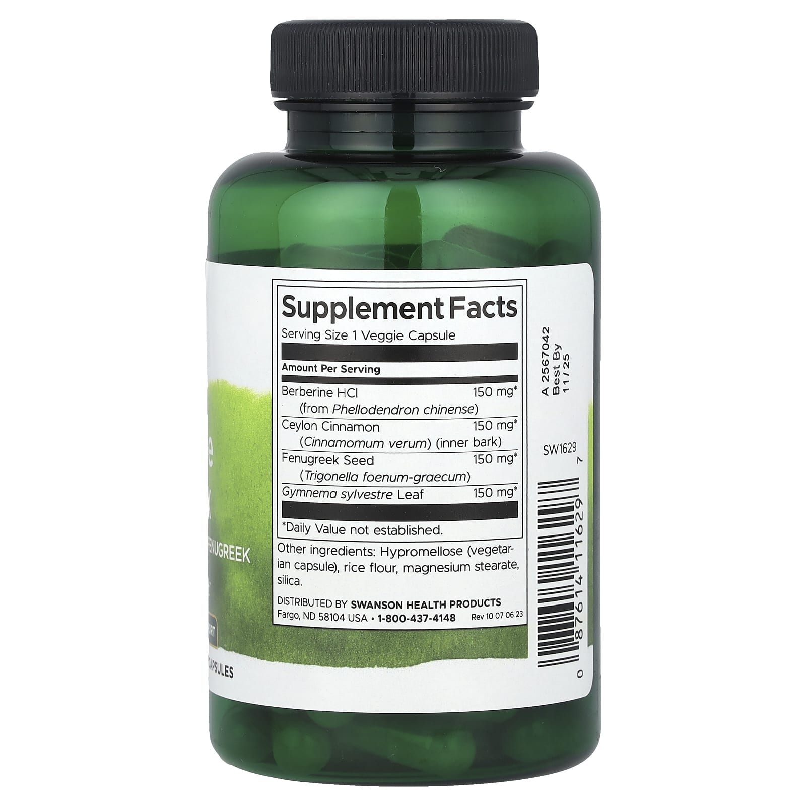 Swanson Berberine Complex supplement bottle on a white background