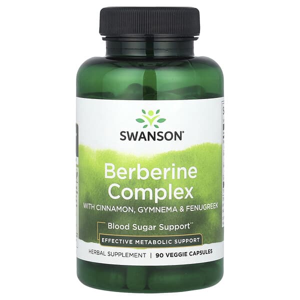 Swanson Berberine Complex supplement bottle on a white background
