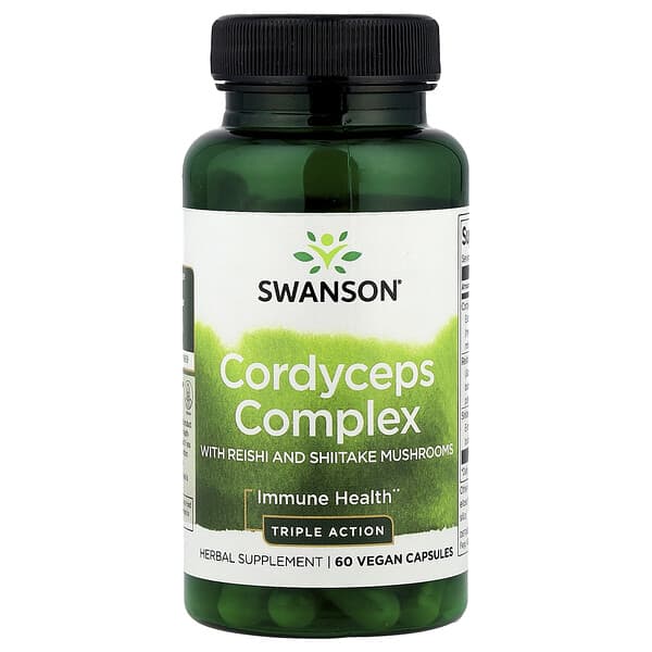 Swanson Cordyceps Complex supplement bottle on a white background