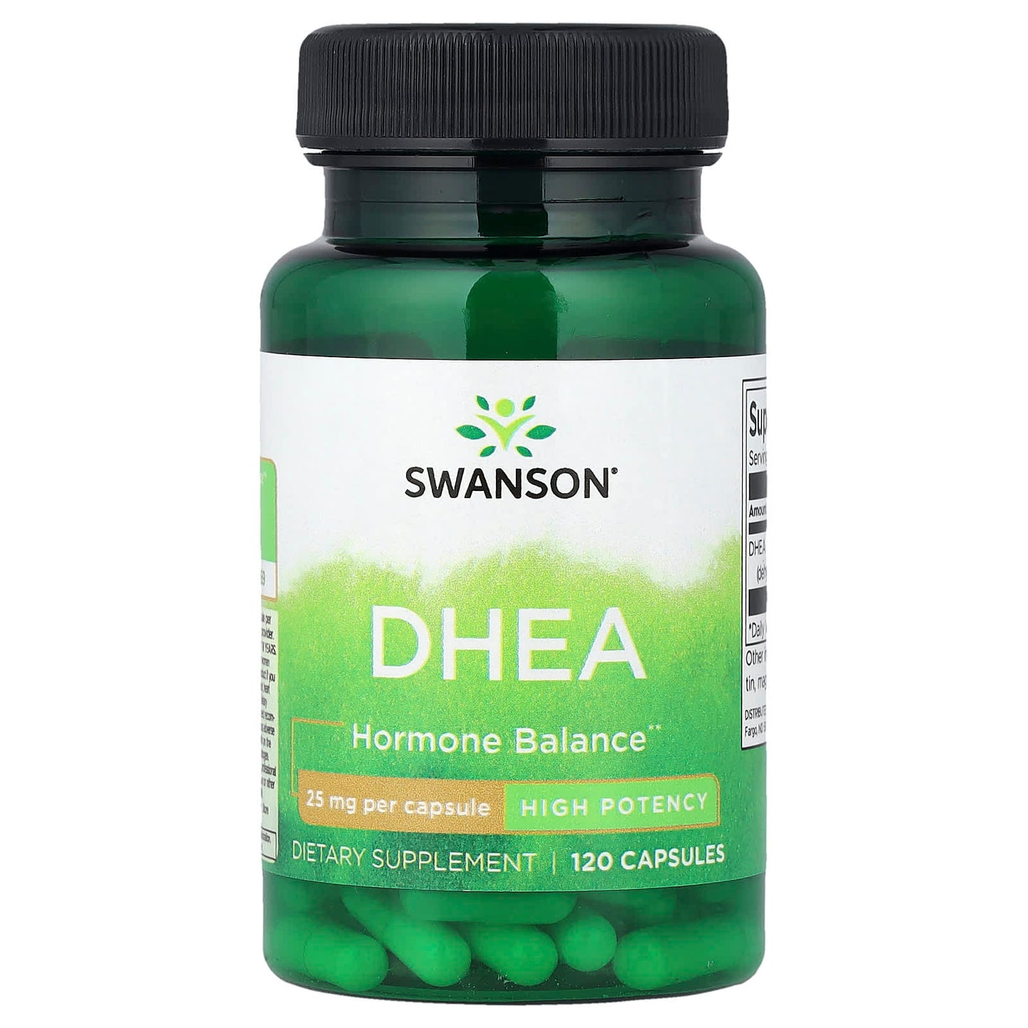 Swanson DHEA supplement bottle on a white background