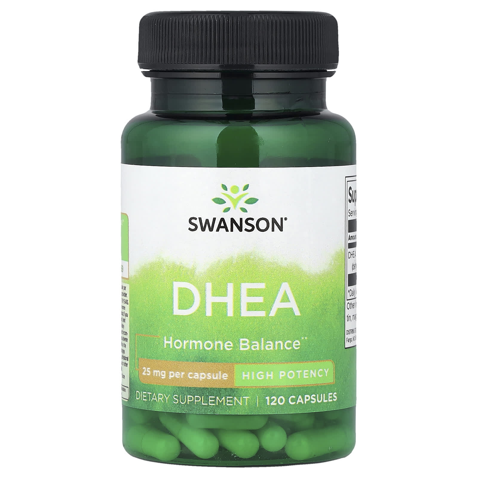Swanson DHEA supplement bottle on a white background