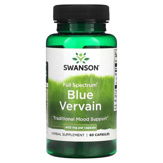 Swanson Full Spectrum Blue Vervain supplement bottle on a white background