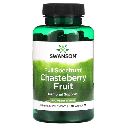 Swanson Full Spectrum Chasteberry Fruit supplement bottle on a white background