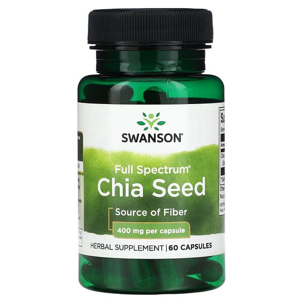 Swanson Full Spectrum Chia Seed supplement bottle on a white background